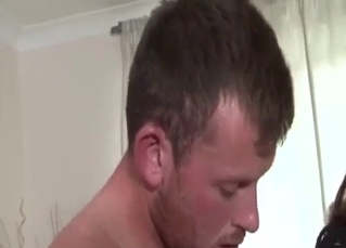 Skinny stepdaughter jumps on her daddy's prick